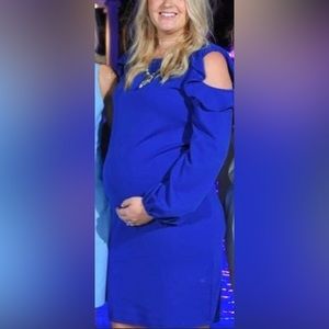 Pinkblush ruffle shoulder maternity dress